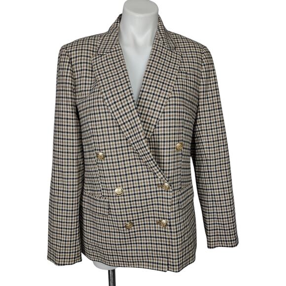 J. Crew Brynn Double Breasted Blazer Jacket in Plaid Italian Wool Blend size 10 - Picture 3 of 16